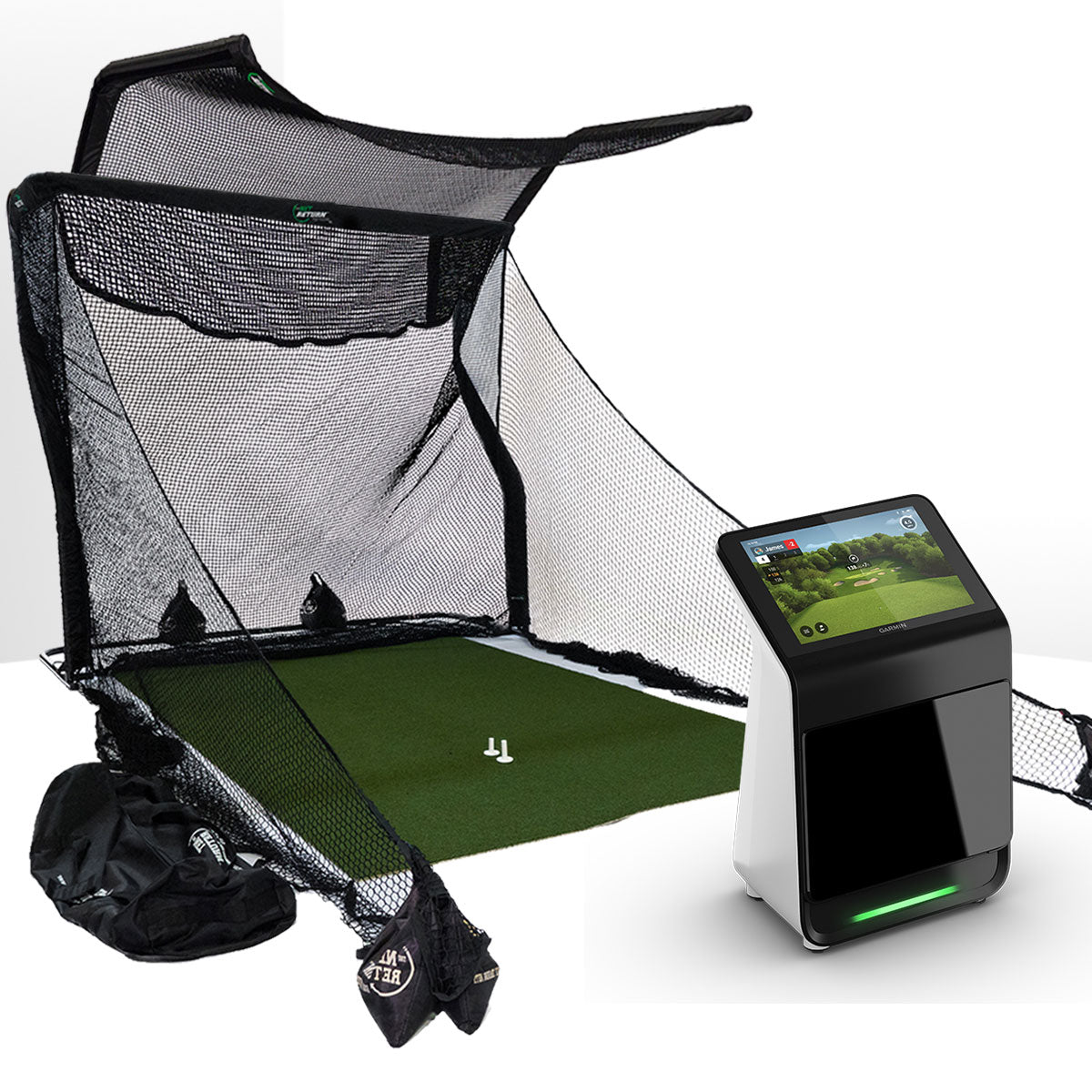 Garmin Approach R50 Golf Launch Monitor Home Net Studio with The Net Return Premium Hitting Net Package