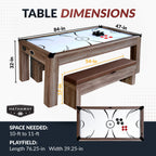 Hathaway Driftwood 7-ft Air Hockey Table Combo Set with Benches BG1137H