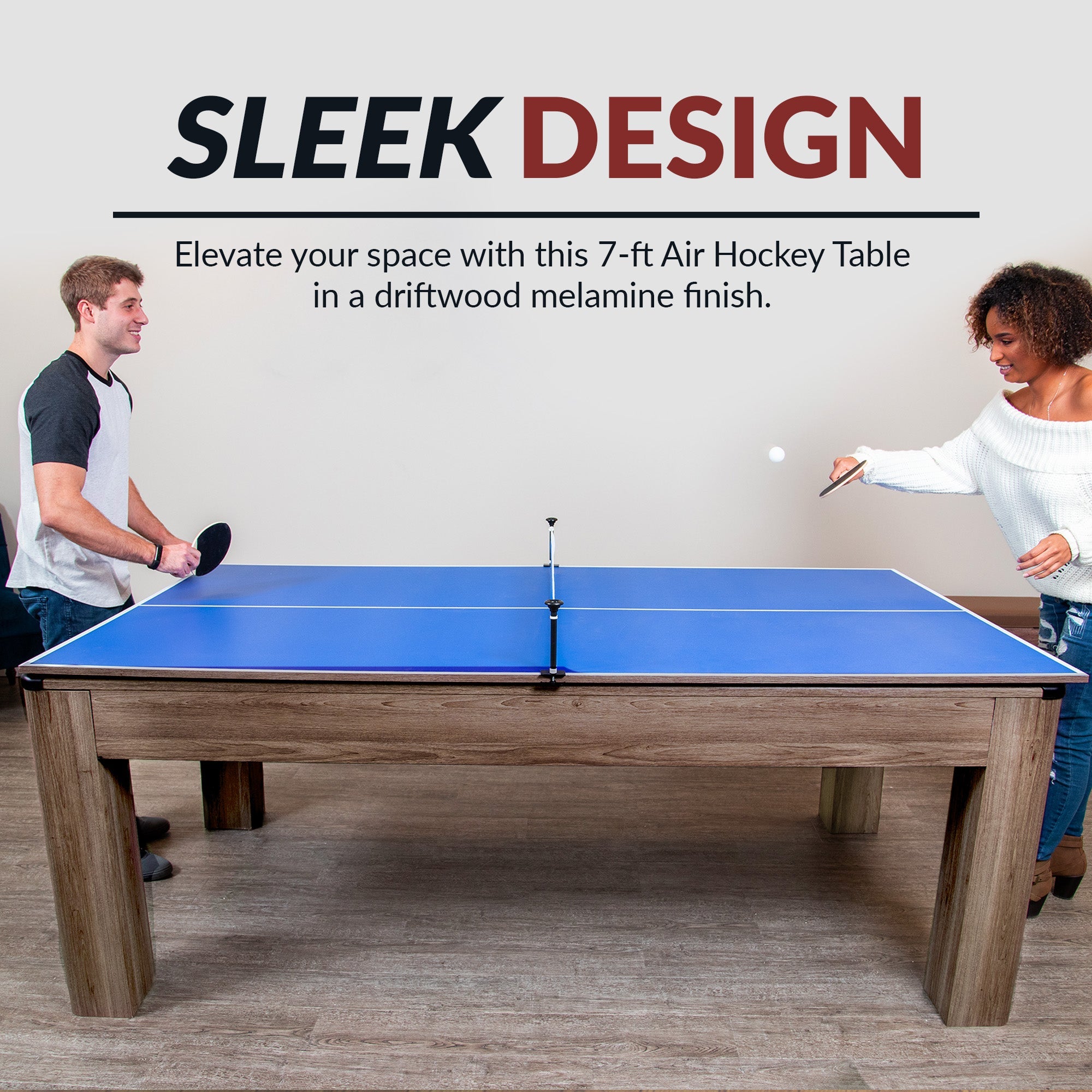 Hathaway Driftwood 7-ft Air Hockey Table Combo Set with Benches BG1137H