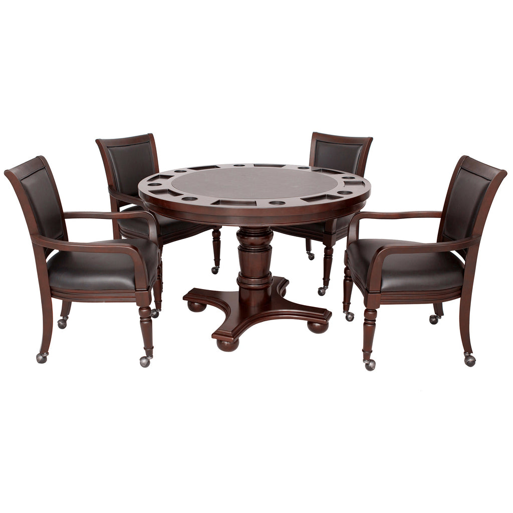 Hathaway Bridgeport 48-in Poker Table and Dining Top with 4 Arm Chairs - Walnut Finish BG2348W