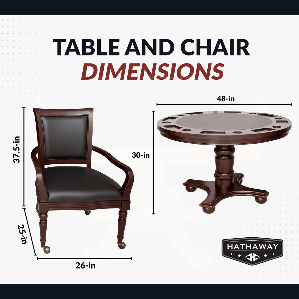 Hathaway Bridgeport 48-in Poker Table and Dining Top with 4 Arm Chairs - Walnut Finish BG2348W