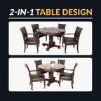 Hathaway Bridgeport 48-in Poker Table and Dining Top with 4 Arm Chairs - Walnut Finish BG2348W