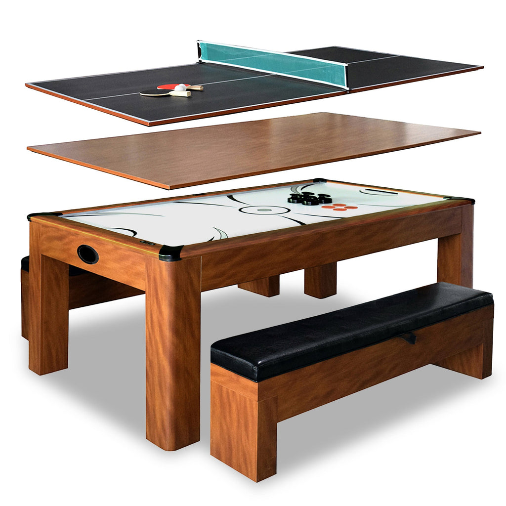 Hathaway Sherwood 7-ft Air Hockey Table Combo Set with Benches BG2422H