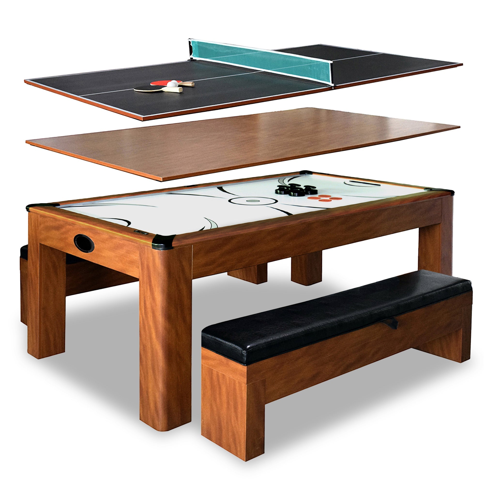 Hathaway Sherwood 7-ft Air Hockey Table Combo Set with Benches BG2422H