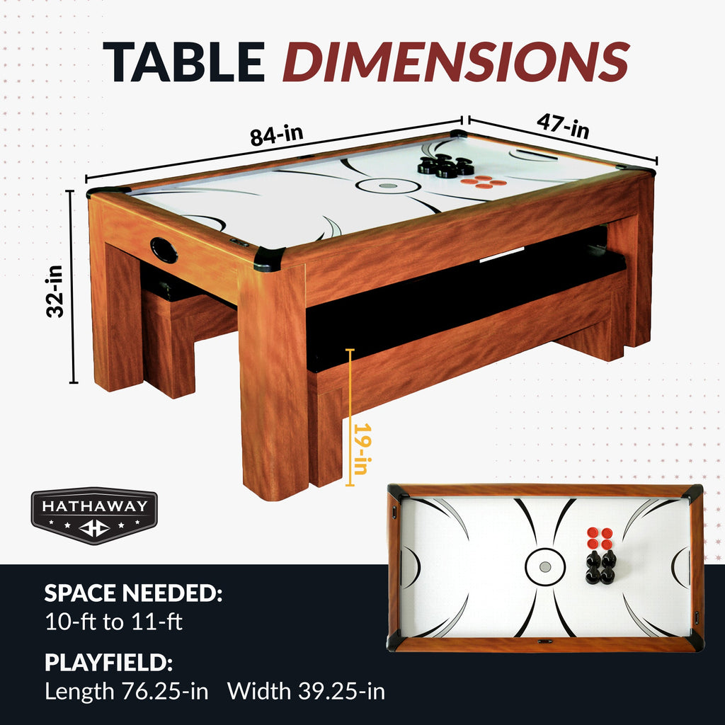 Hathaway Sherwood 7-ft Air Hockey Table Combo Set with Benches BG2422H