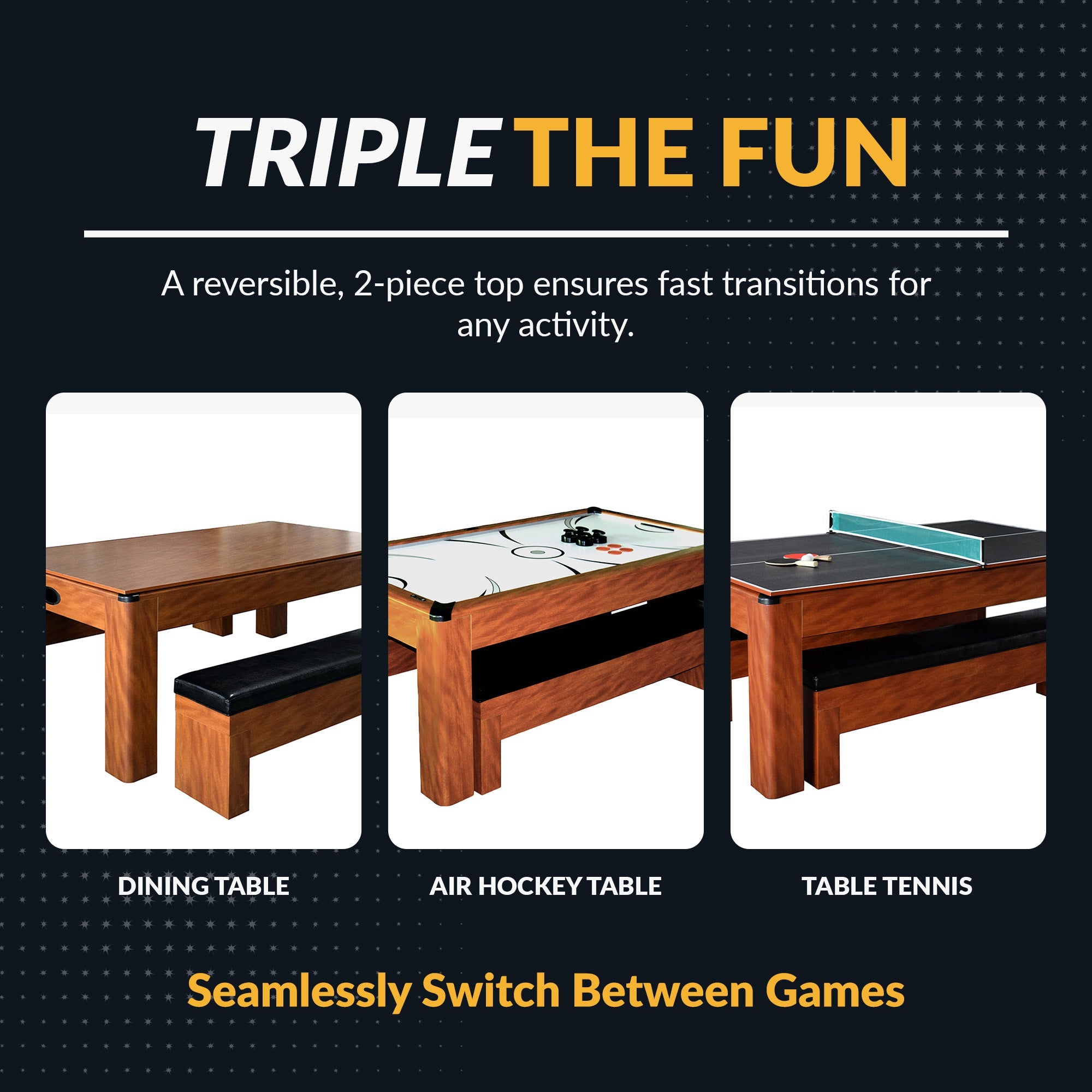 Hathaway Sherwood 7-ft Air Hockey Table Combo Set with Benches BG2422H