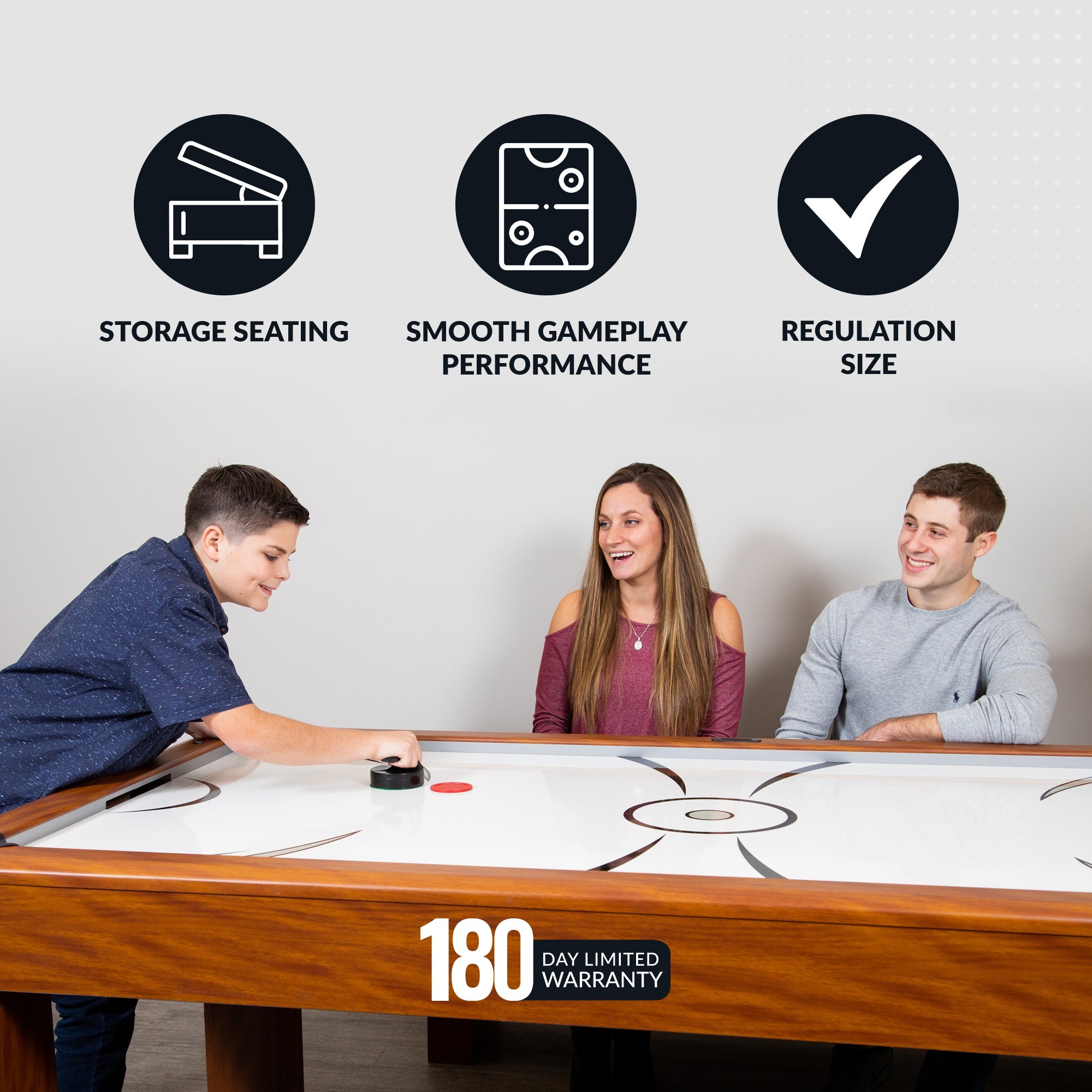 Hathaway Sherwood 7-ft Air Hockey Table Combo Set with Benches BG2422H