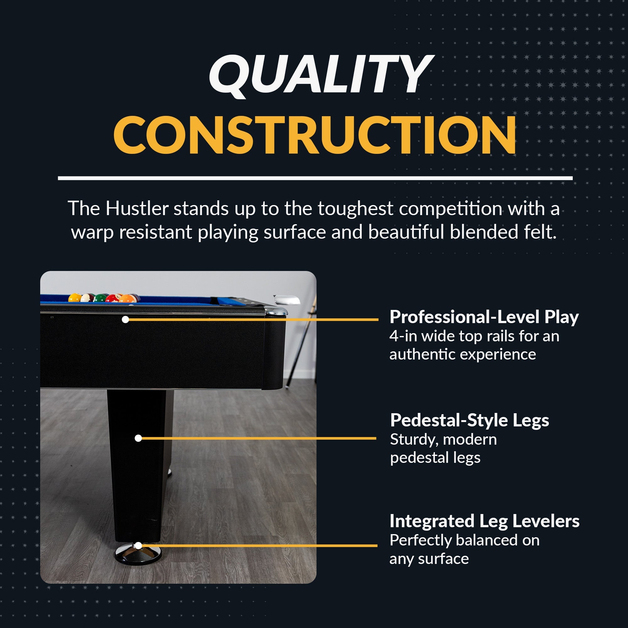 Hathaway Hustler Pool Table with Ball Return - Black with Blue Felt BG2515PB / BG2520PB