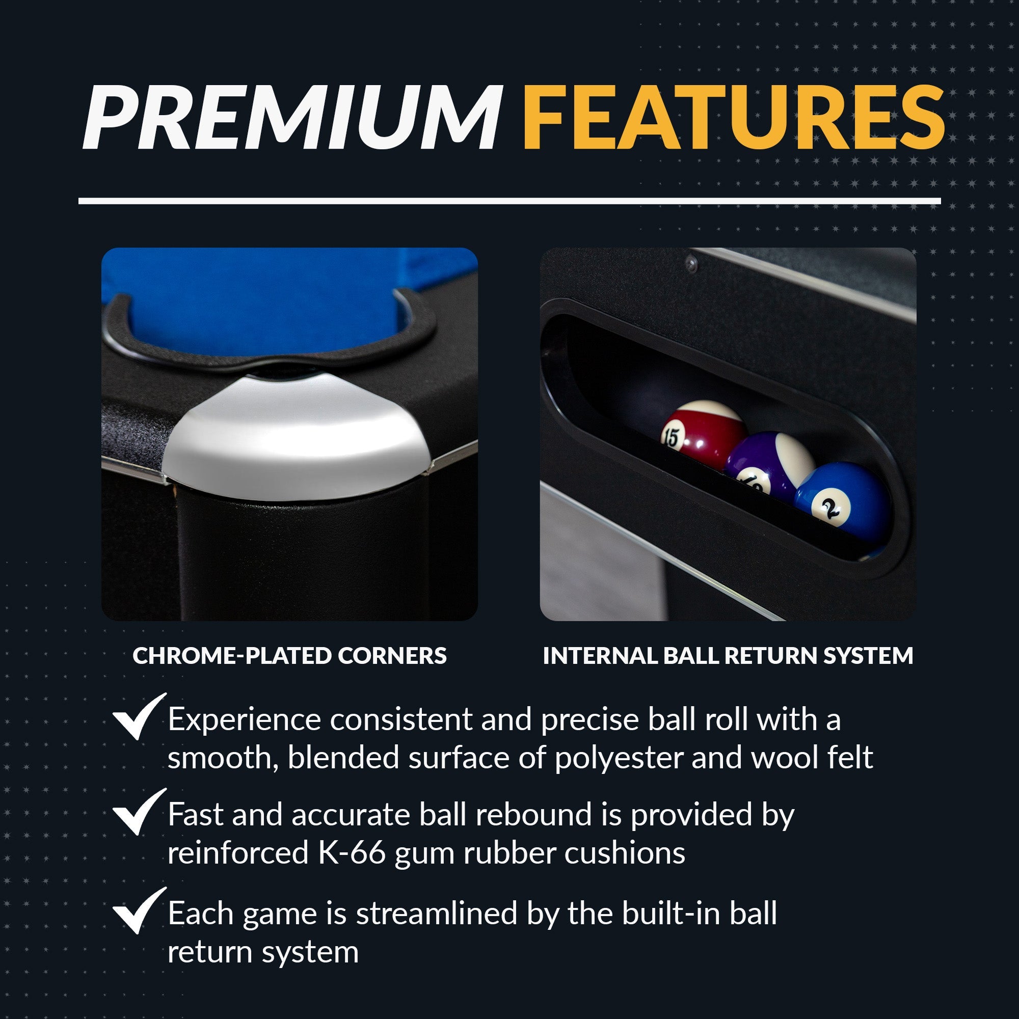 Hathaway Hustler Pool Table with Ball Return - Black with Blue Felt BG2515PB / BG2520PB