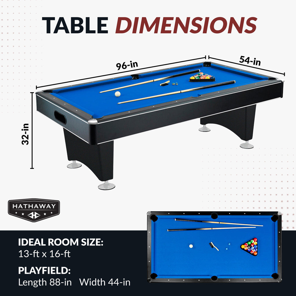 Hathaway Hustler Pool Table with Ball Return - Black with Blue Felt BG2515PB / BG2520PB