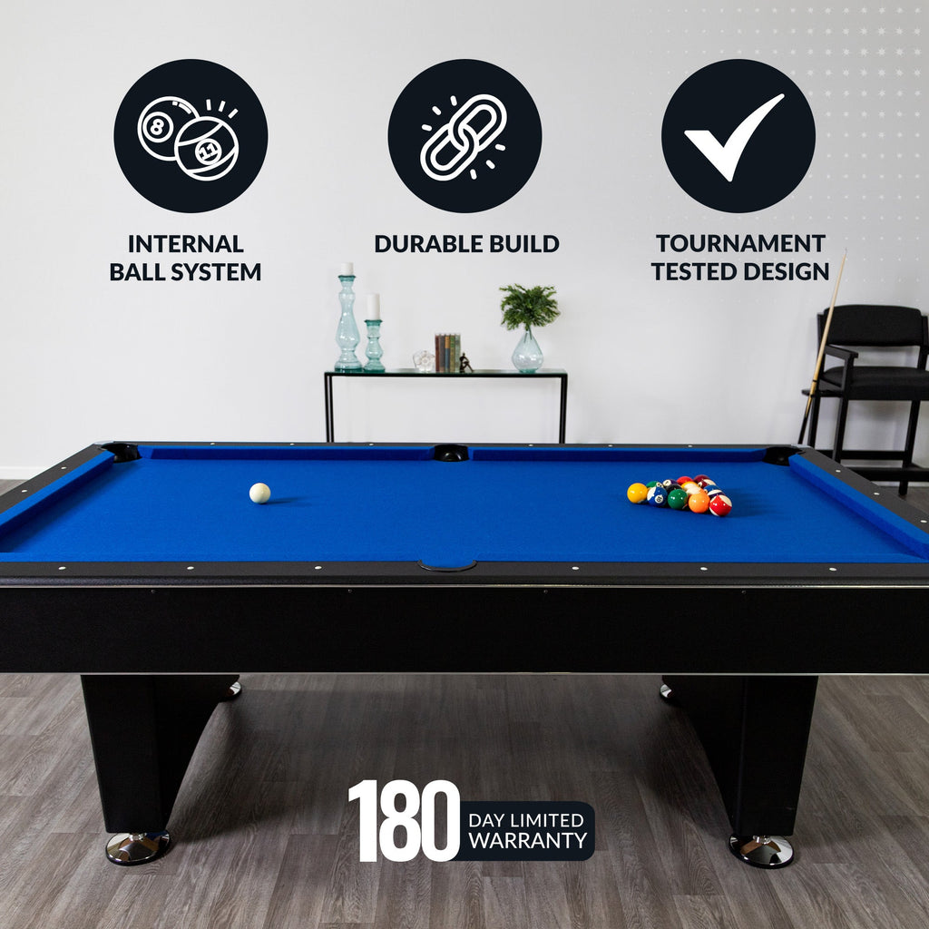 Hathaway Hustler Pool Table with Ball Return - Black with Blue Felt BG2515PB / BG2520PB