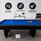 Hathaway Hustler Pool Table with Ball Return - Black with Blue Felt BG2515PB / BG2520PB