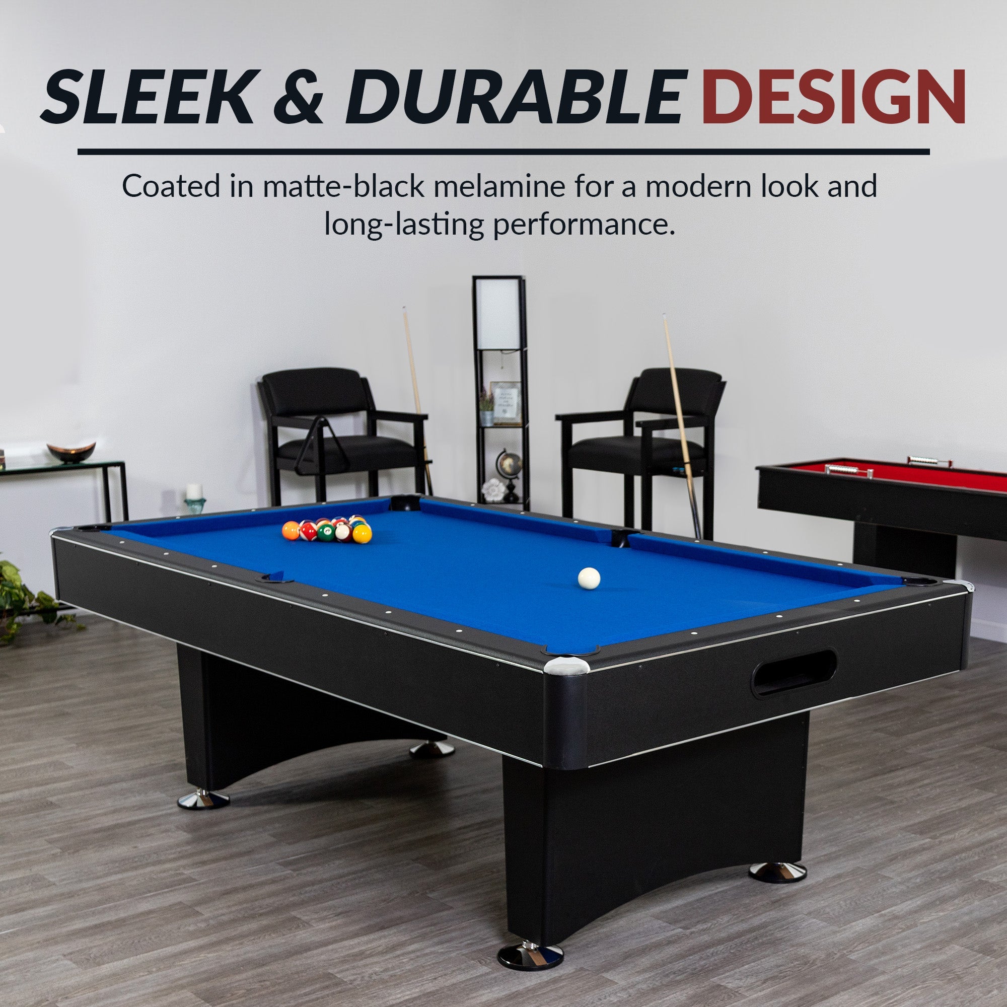 Hathaway Hustler Pool Table with Ball Return - Black with Blue Felt BG2515PB / BG2520PB