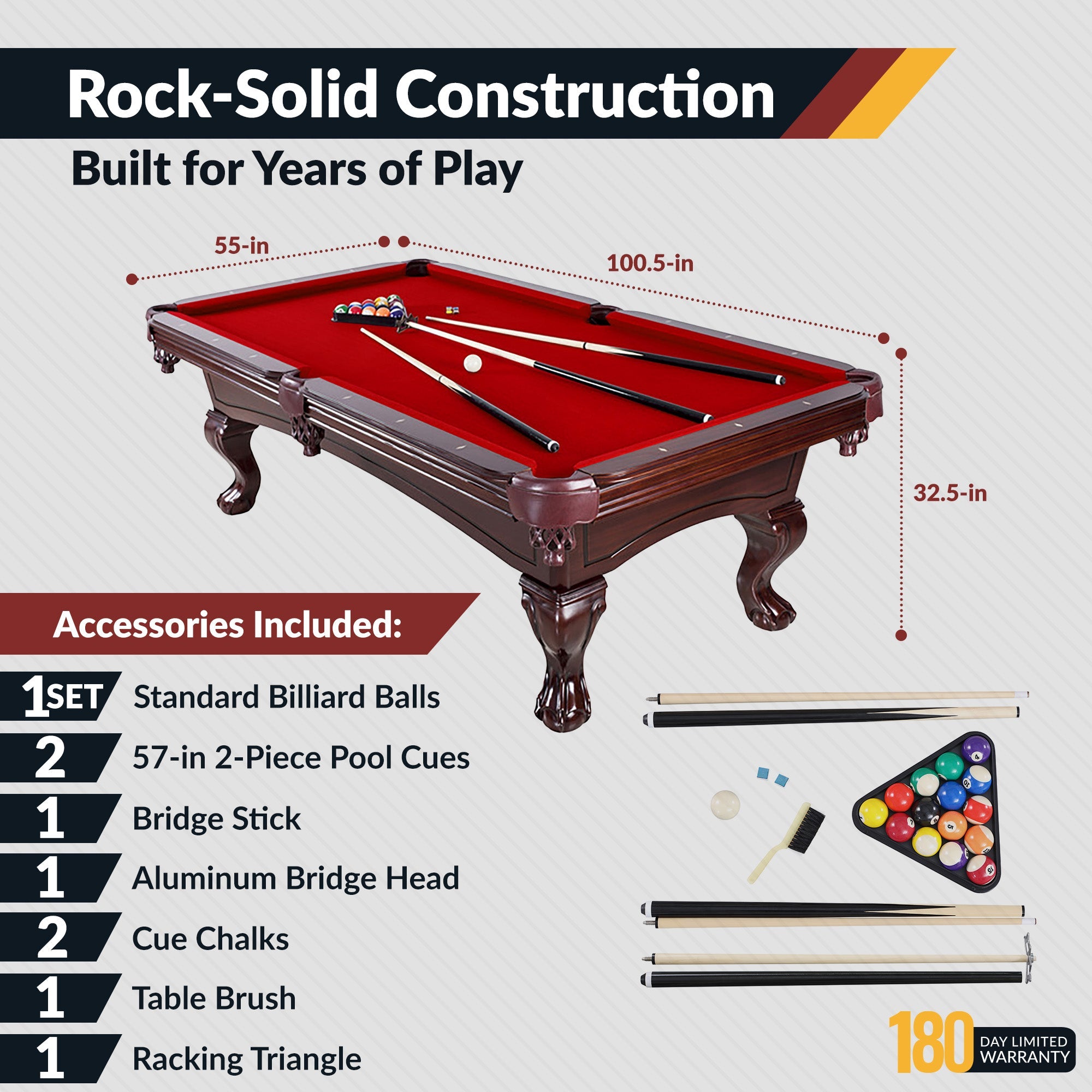 Hathaway Augusta 8-ft Pool Table BG2527 / BG2670