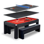 Hathaway Park Avenue 7-ft Pool Table Combo Set with Benches - Black with Red Felt BG2530PR