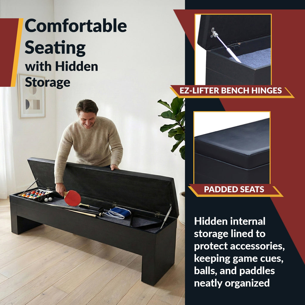 Hathaway Park Avenue 7-ft Pool Table Combo Set with Benches - Black with Red Felt BG2530PR