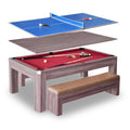Hathaway Newport 7-ft Pool Table Combo Set with Benches - Light Oak with Red Felt BG2535P