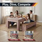 Hathaway Newport 7-ft Pool Table Combo Set with Benches - Light Oak with Red Felt BG2535P