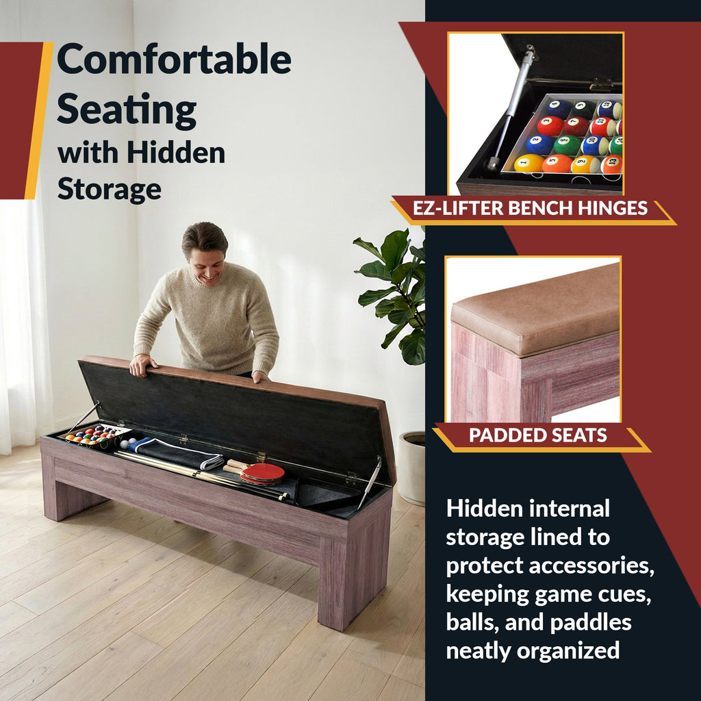 Hathaway Newport 7-ft Pool Table Combo Set with Benches - Light Oak with Red Felt BG2535P