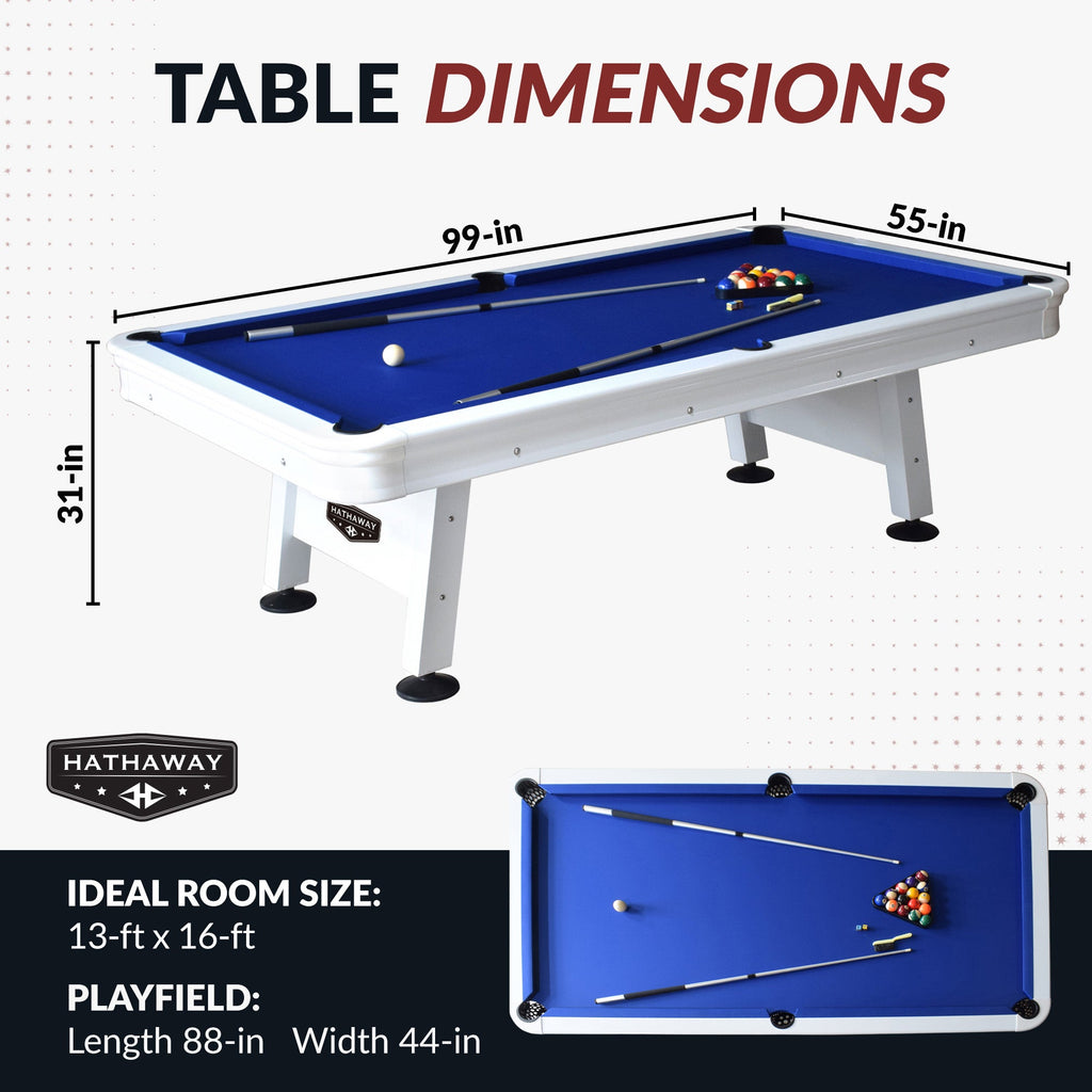 Hathaway Alpine 8-ft Outdoor Pool Table - White with Blue Felt BG3147