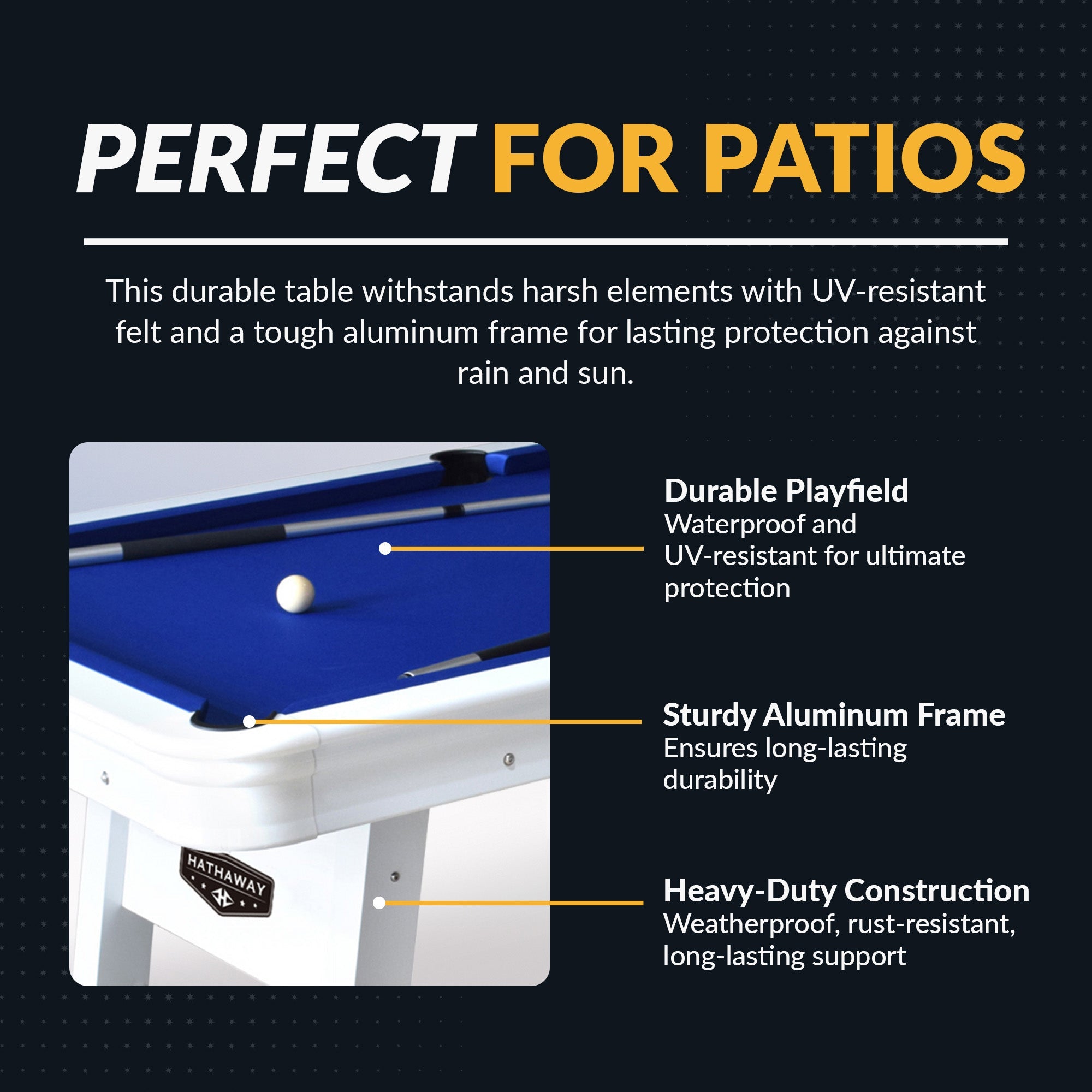 Hathaway Alpine 8-ft Outdoor Pool Table - White with Blue Felt BG3147