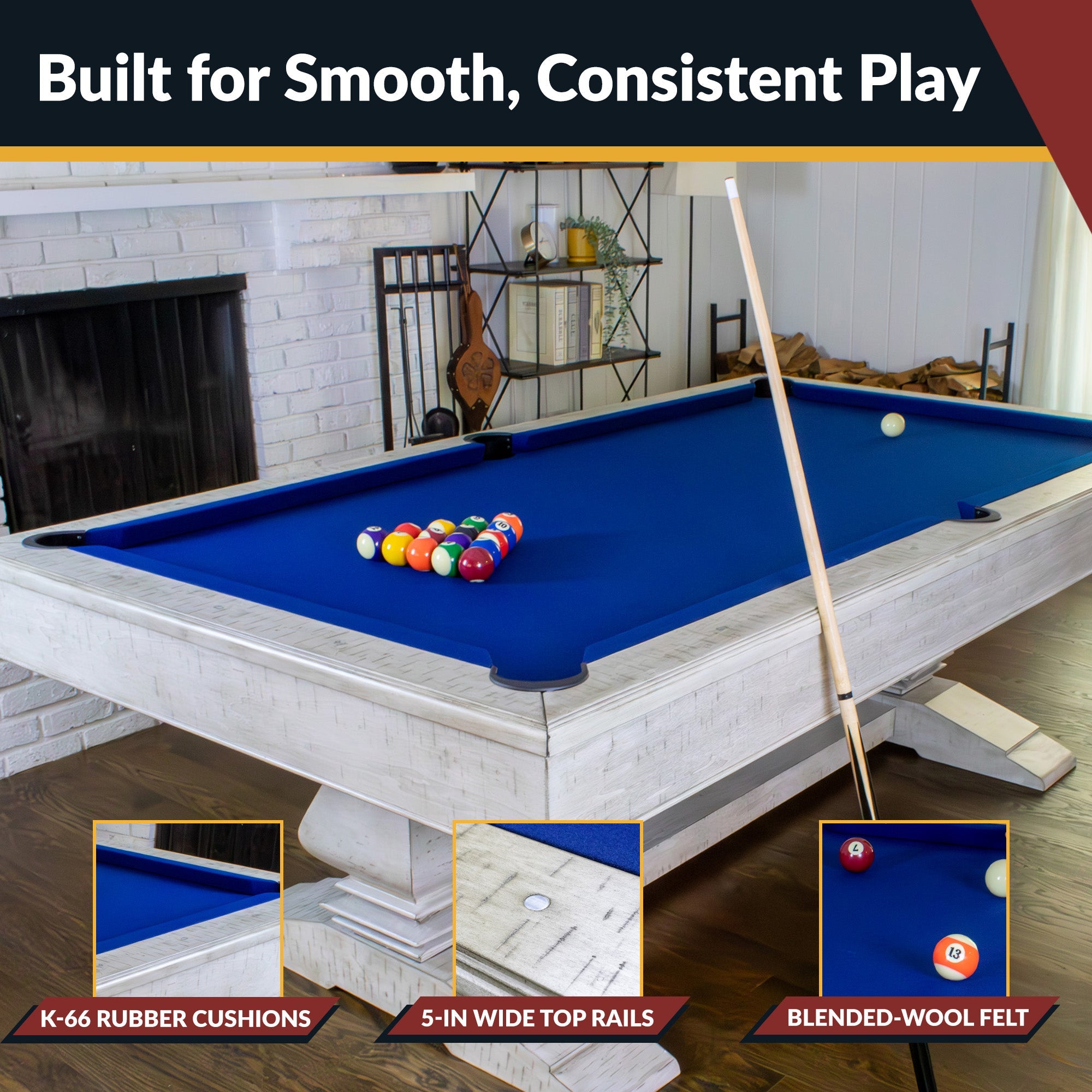 Hathaway Montecito 8-ft Pool Table - Driftwood Finish with Blue Felt BG5021