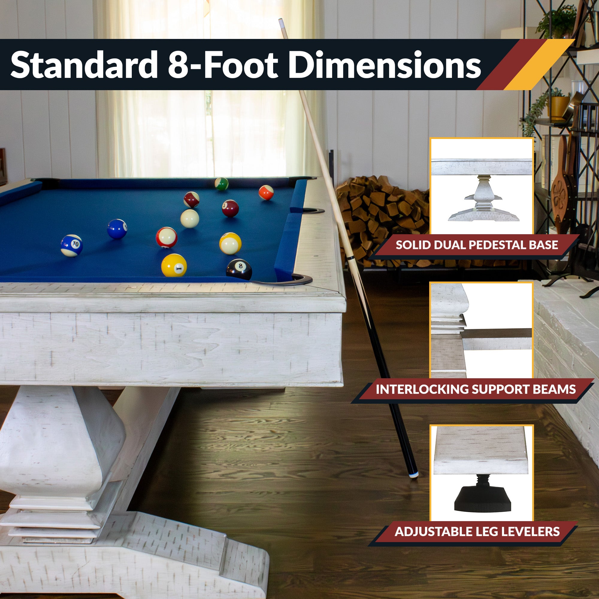 Hathaway Montecito 8-ft Pool Table - Driftwood Finish with Blue Felt BG5021