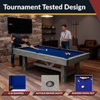 Hathaway Logan 7-ft Pool Table Combo Set with Benches - Rustic Gray with Blue Felt BG50348