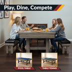 Hathaway Logan 7-ft Pool Table Combo Set with Benches - Rustic Gray with Blue Felt BG50348