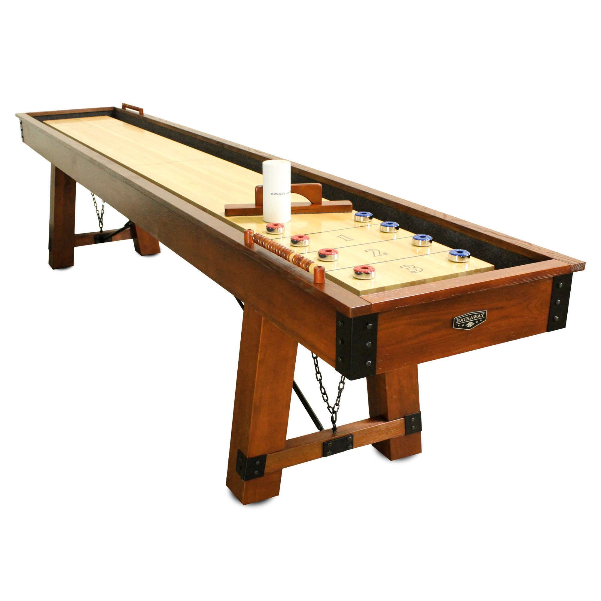 Hathaway Cheyenne 12-ft Shuffleboard Table - Rustic Oak Finish BG50354