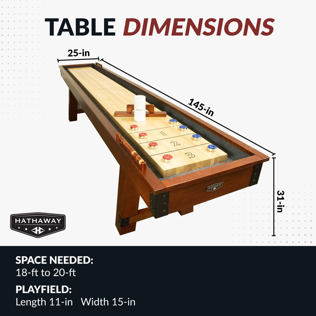 Hathaway Cheyenne 12-ft Shuffleboard Table - Rustic Oak Finish BG50354