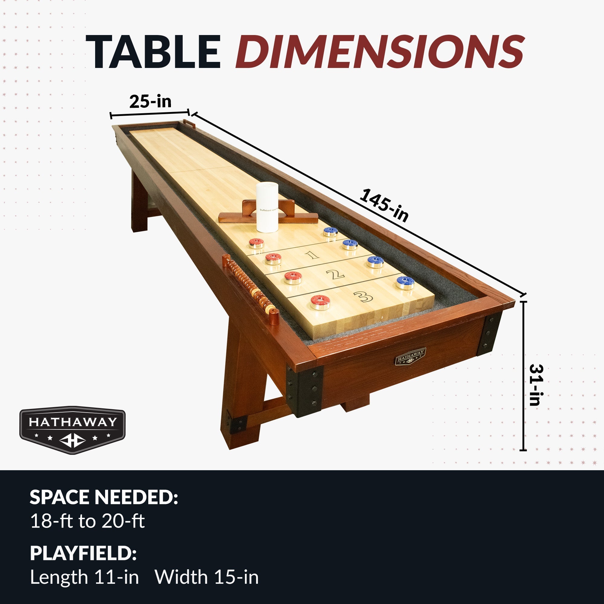 Hathaway Cheyenne 12-ft Shuffleboard Table - Rustic Oak Finish BG50354