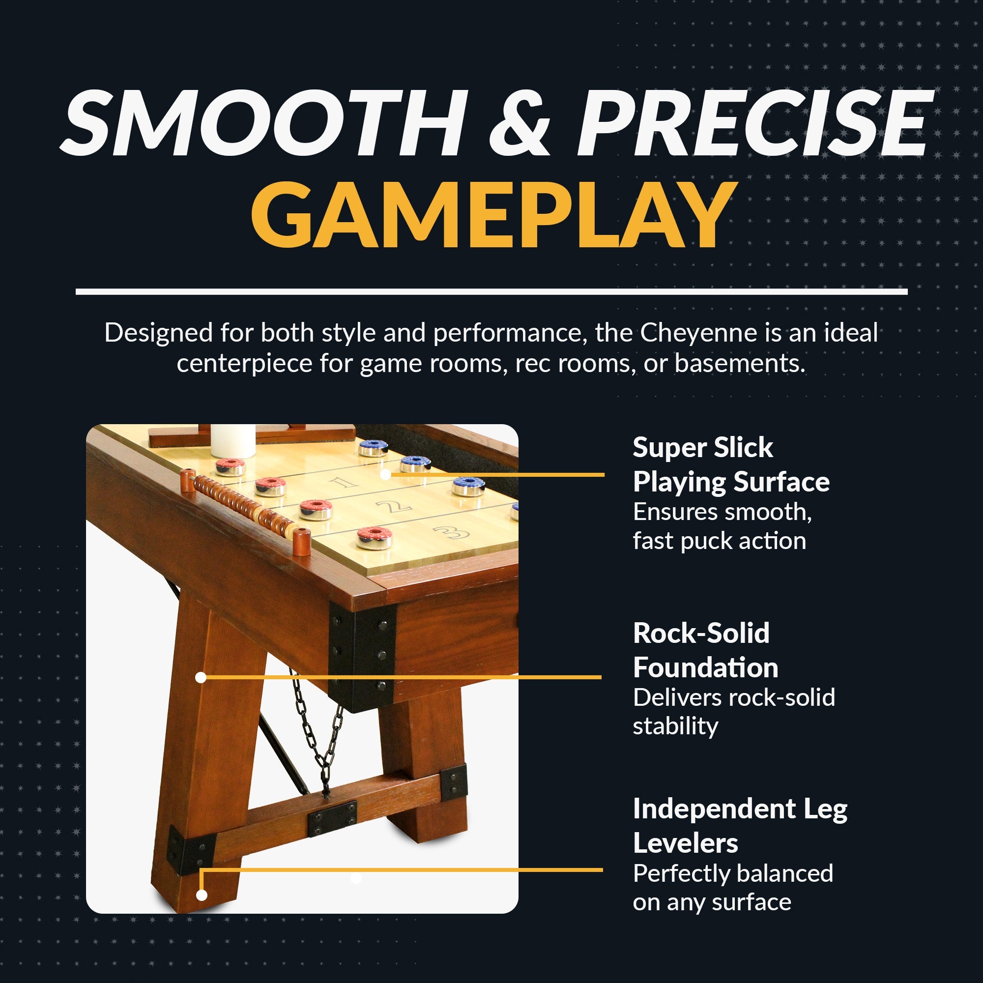 Hathaway Cheyenne 12-ft Shuffleboard Table - Rustic Oak Finish BG50354