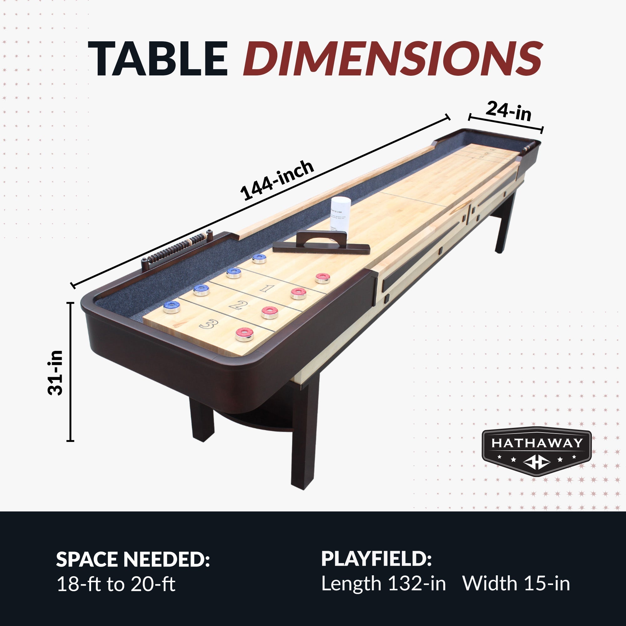 Hathaway Merlot Shuffleboard Table BG1305 / BG1312 / BG50357 / BG50358