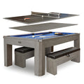 Hathaway Newport 7-ft Pool Table Combo Set with Benches - Rustic Gray with Blue Felt BG50374