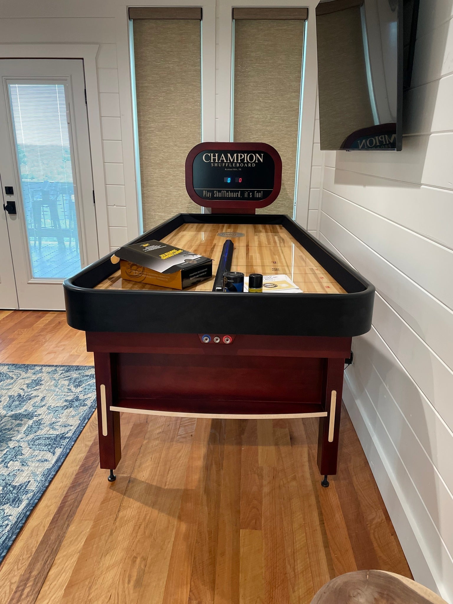 Bank Shot Shuffleboard Table - Compact Design with Bumper Play and Champion Craftsmanship