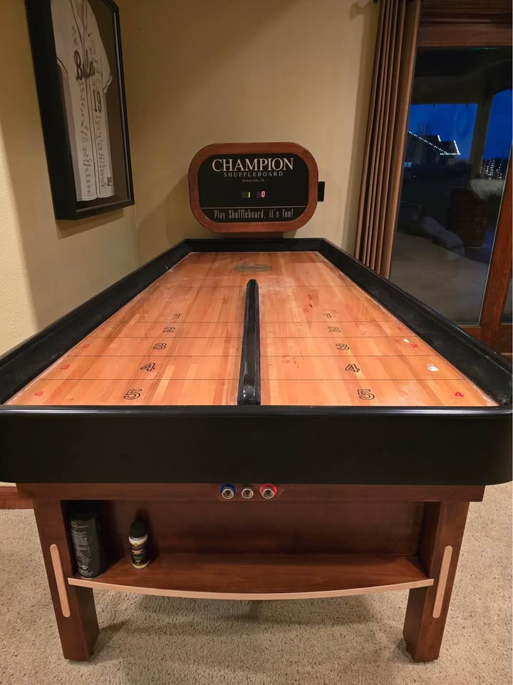 Bank Shot Shuffleboard Table - Compact Design with Bumper Play and Champion Craftsmanship