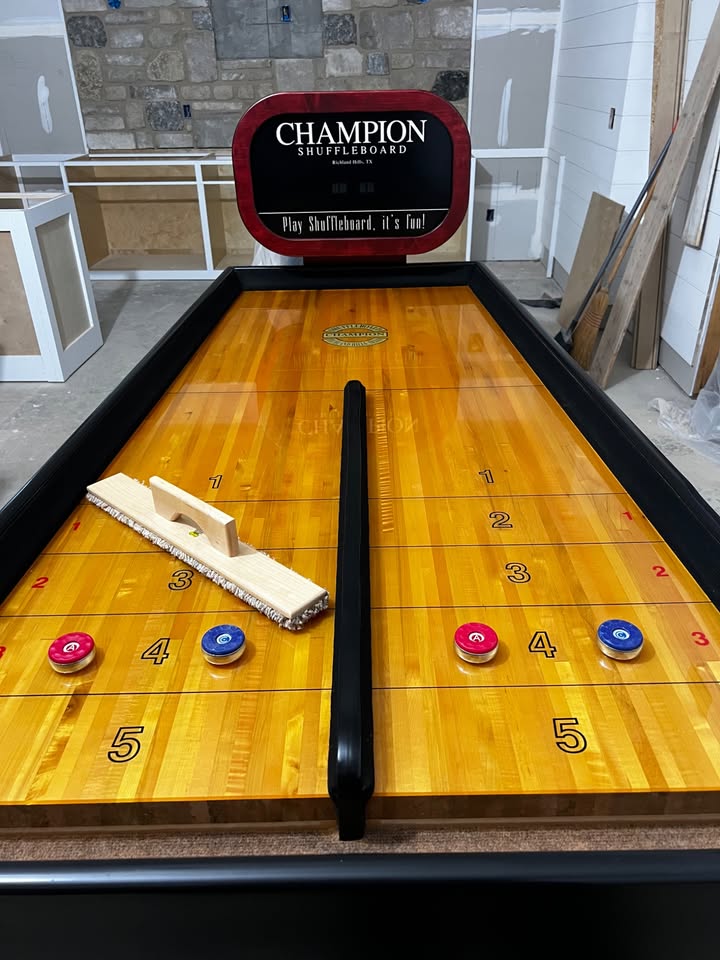 Bank Shot Shuffleboard Table - Compact Design with Bumper Play and Champion Craftsmanship