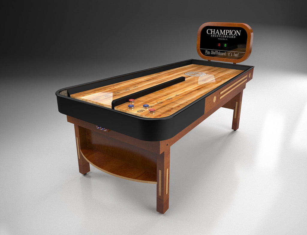 Bank Shot Shuffleboard Table - Compact Design with Bumper Play and Champion Craftsmanship