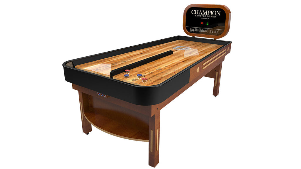 Bank Shot Shuffleboard Table - Compact Design with Bumper Play and Champion Craftsmanship