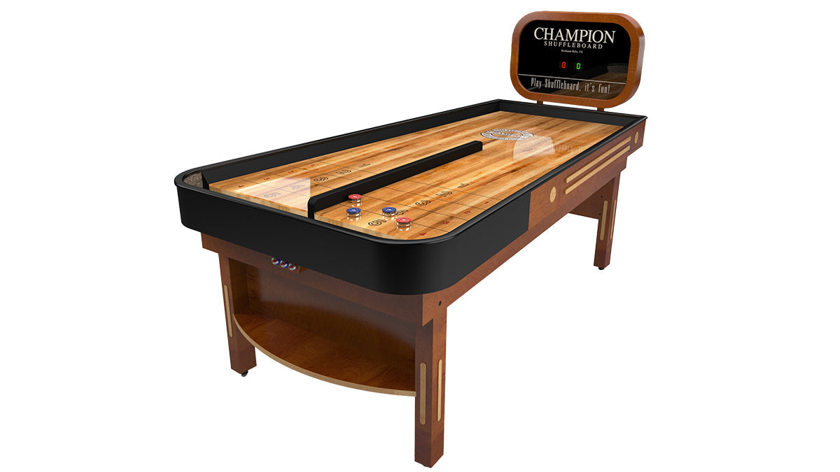 Bank Shot Shuffleboard Table - Compact Design with Bumper Play and Champion Craftsmanship