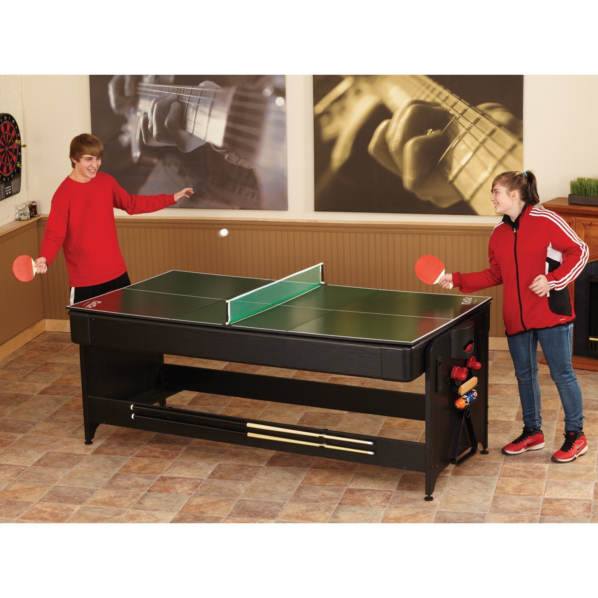 Fat Cat Original Pockey 7ft Black 3 in 1 Multi Game Table