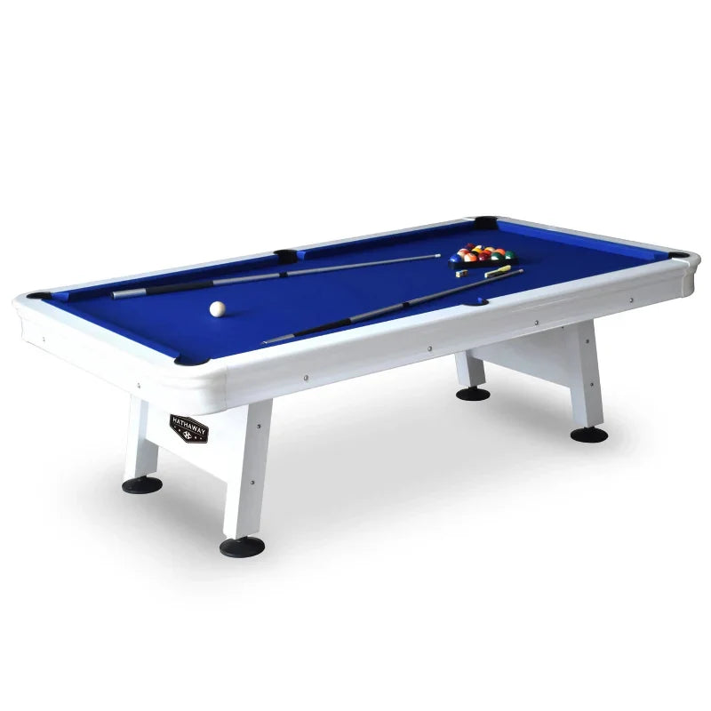 Hathaway Alpine 8-ft Outdoor Pool Table - White with Blue Felt BG3147