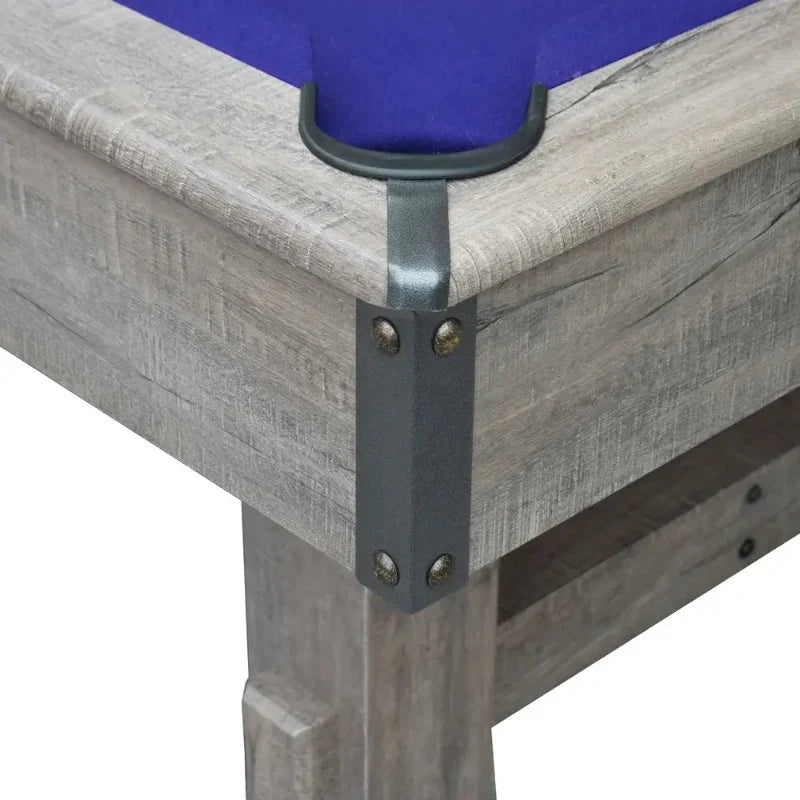 Hathaway Logan 7-ft Pool Table Combo Set with Benches - Rustic Gray with Blue Felt BG50348