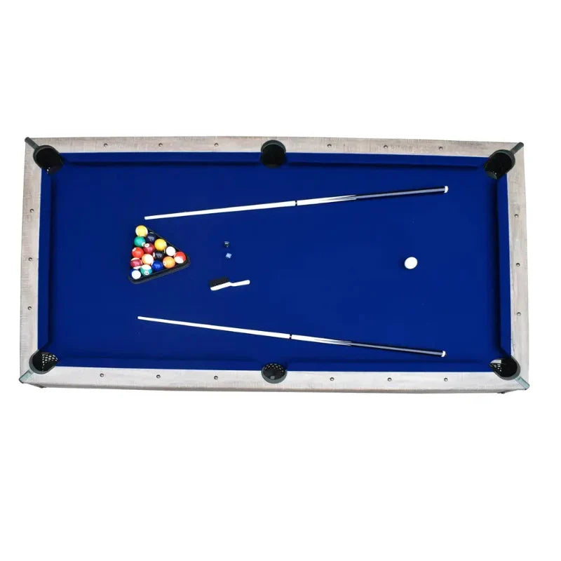 Hathaway Logan 7-ft Pool Table Combo Set with Benches - Rustic Gray with Blue Felt BG50348