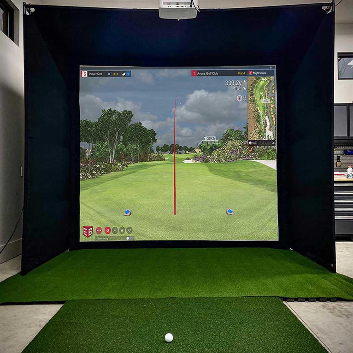Garmin Approach R50 with PlayBetter SimStudio™ COMPLETE Package | Golf Simulator Studio with Impact Screen, Enclosure, Side Barriers, Hitting/Putting Mats, Projector & Wireless HDMI Transmitter