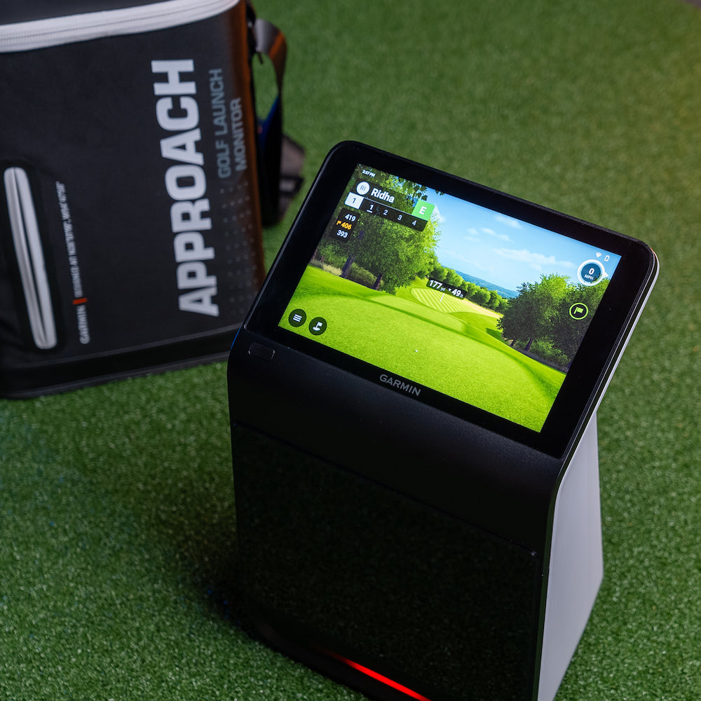 Garmin Approach R50 SportScreen Vanish Retractable Golf Studio Complete Package | Home Golf Simulator Studio with Impact Screen, Enclosure, Hitting Mat, Putting Turf & Projector