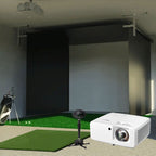 Garmin Approach R50 SportScreen Vanish Retractable Golf Studio Complete Package | Home Golf Simulator Studio with Impact Screen, Enclosure, Hitting Mat, Putting Turf & Projector