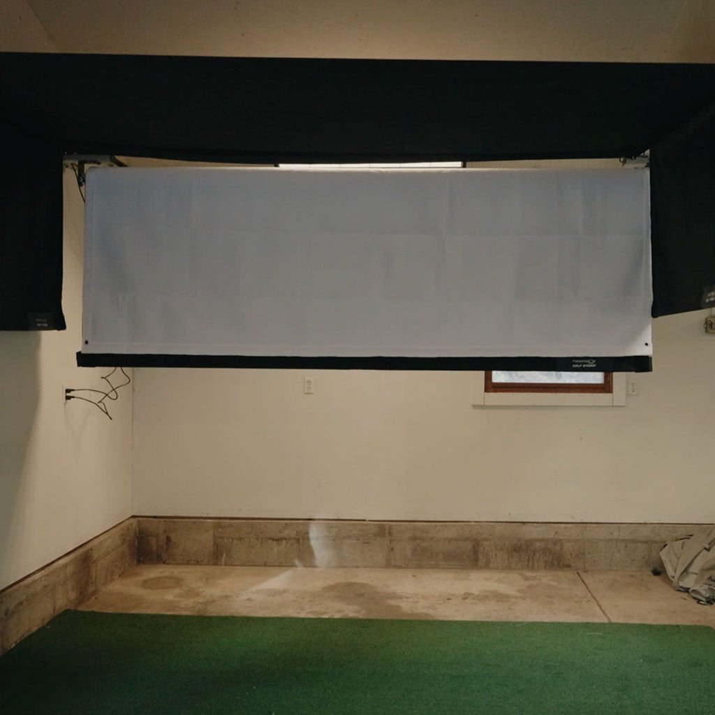 Garmin Approach R10 SportScreen Vanish Retractable Golf Studio Complete Package | Home Golf Simulator Studio with Impact Screen, Enclosure, Hitting Mat, Putting Turf & Projector
