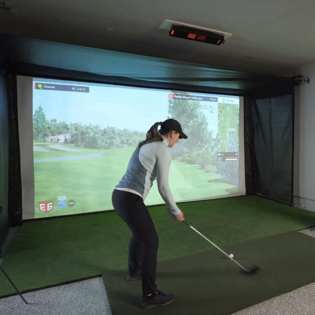 Garmin Approach R10 SportScreen Vanish Retractable Golf Studio Complete Package | Home Golf Simulator Studio with Impact Screen, Enclosure, Hitting Mat, Putting Turf & Projector